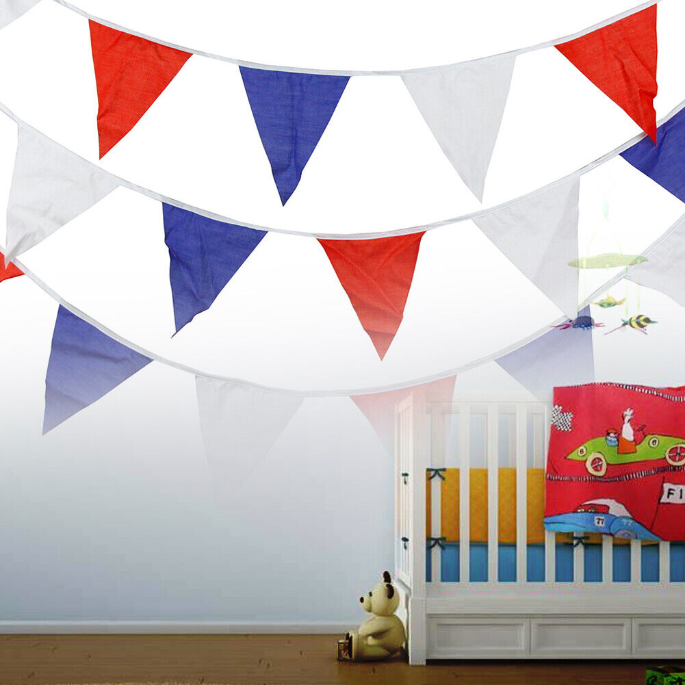 12 Flags White Red Blue Flag Banner Pennant Wedding/Birthday Party Decor