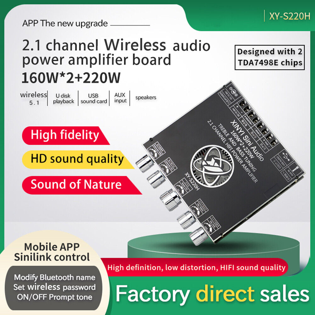 XY-S220H 2x160W+220W Bluetooth-compatible 5.1 Power Amplifier Board AUX AMP