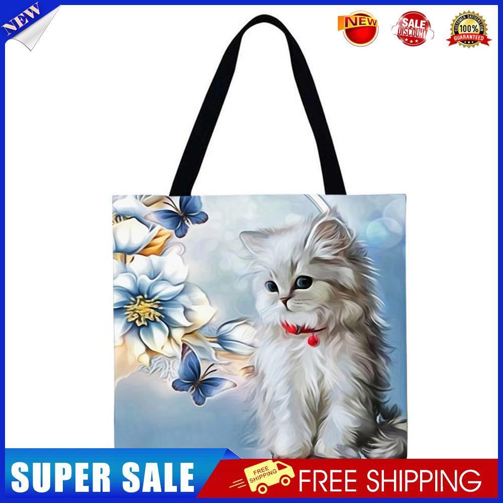Cat and flowers Printed Shoulder Shopping Bag Casual Large Tote Handbag