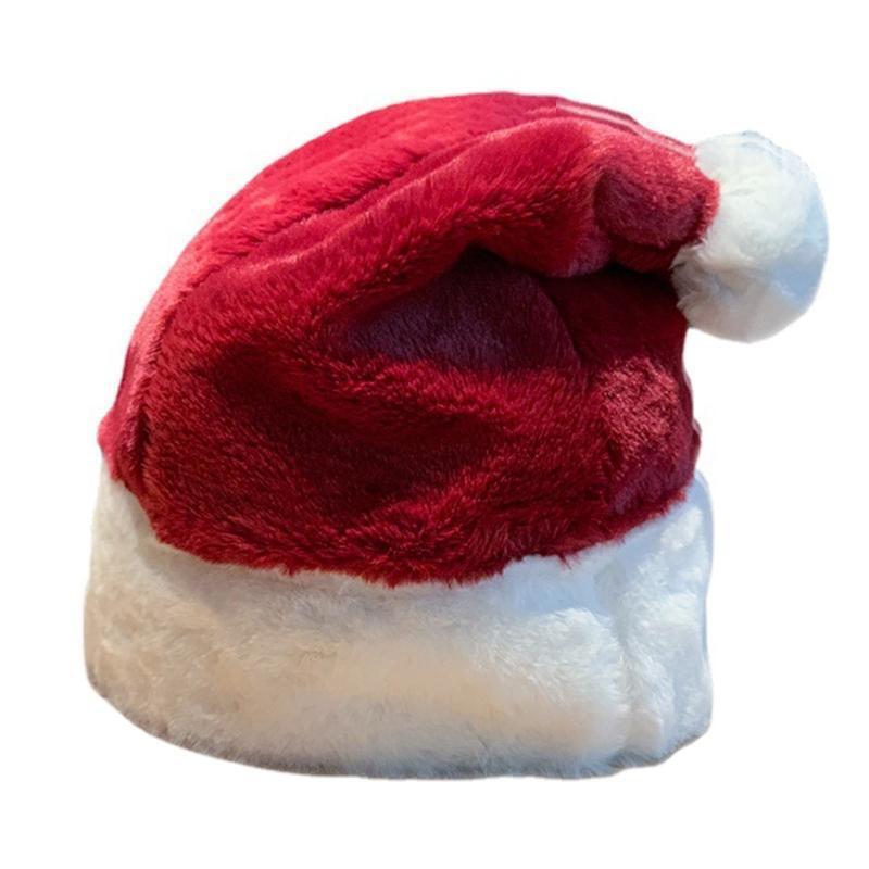 Plush Christmas Santa Hat Red+White Beanie Hat for Thanksgiving Valentine Day
