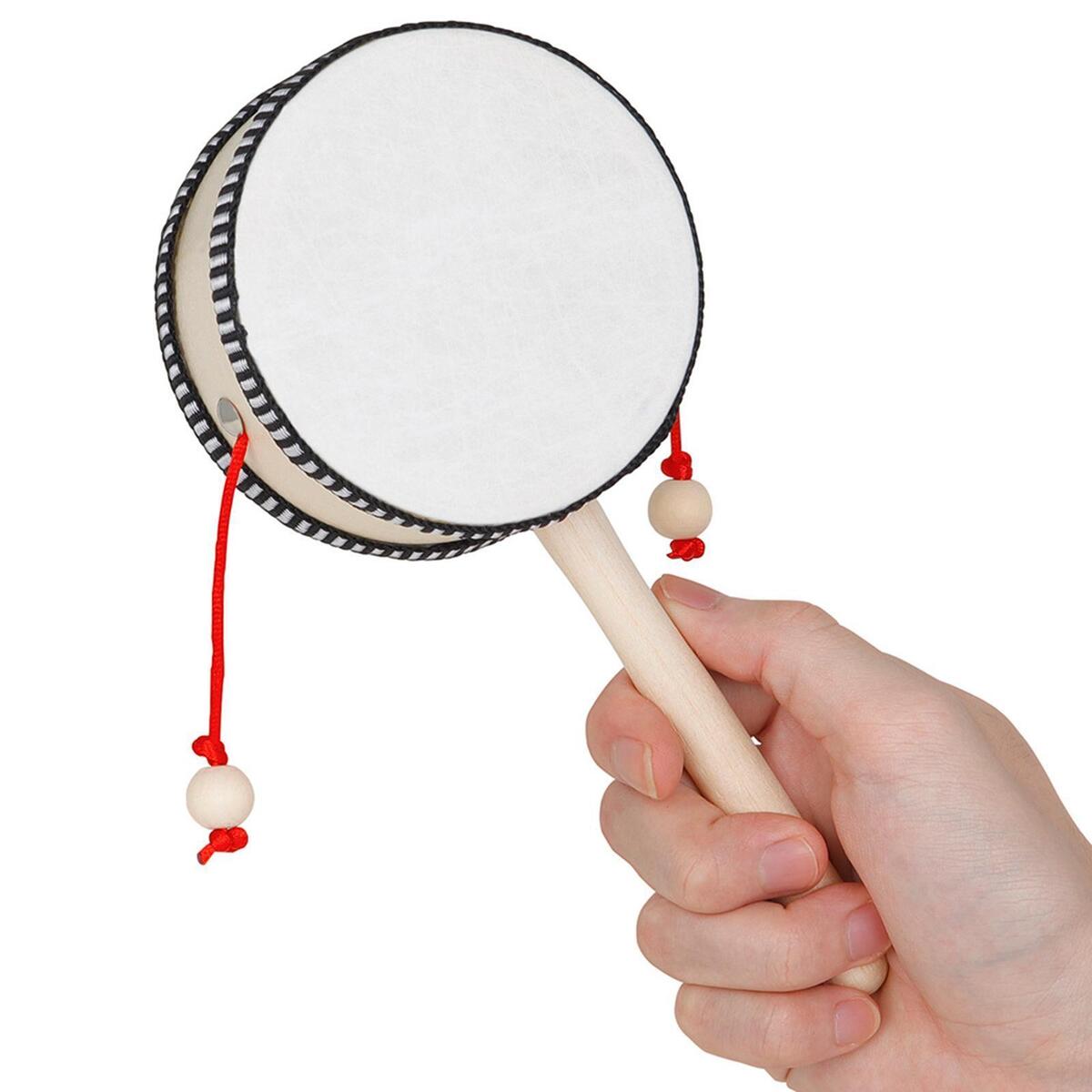 Wooden Rattle Drum Chinese Traditional Spin for Early Education Newborn