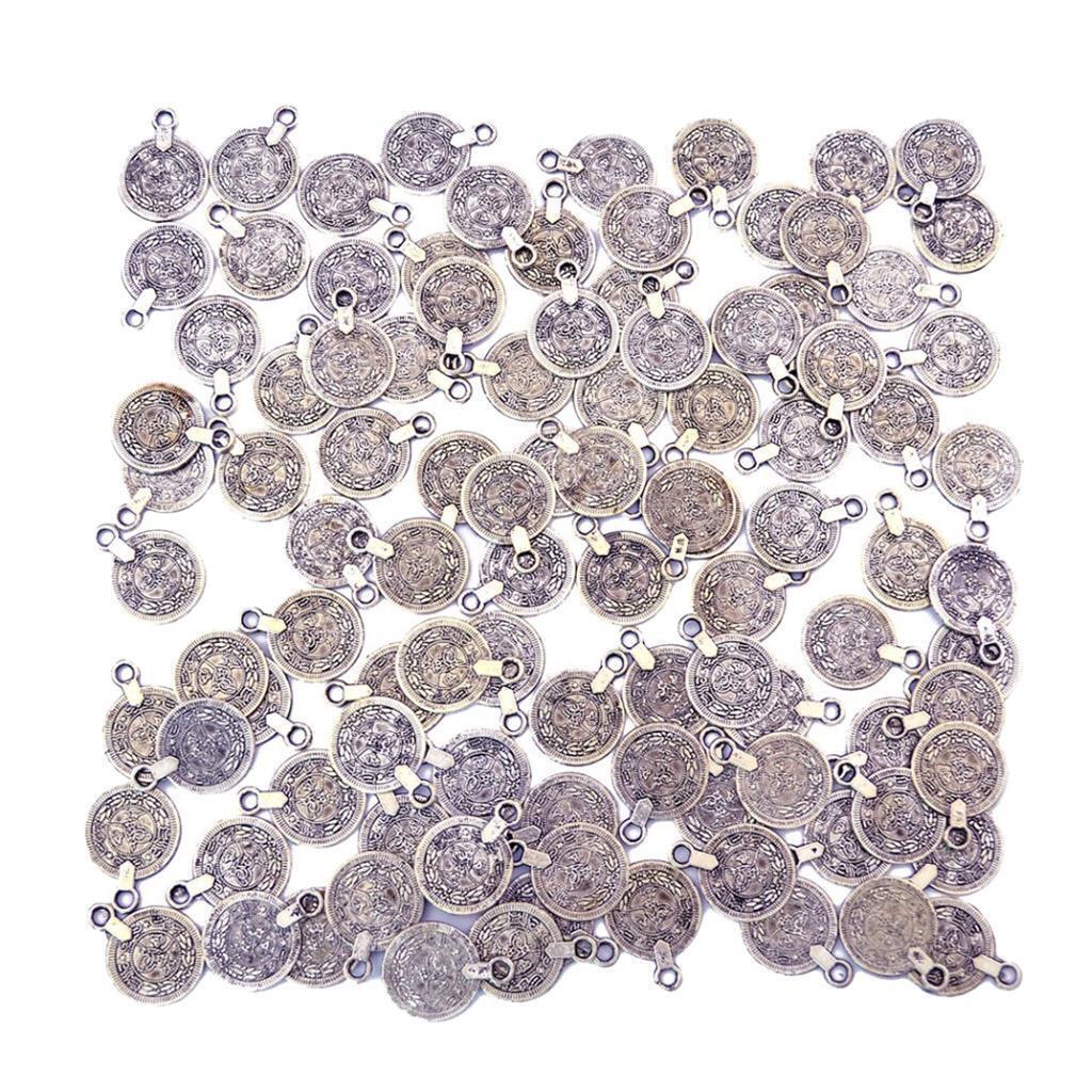 100pcs  Charms Coin Beads Pendant DIY Necklace Bracelet Crafts