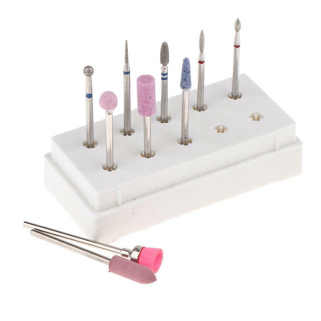 10pcs Quartz Nail Files Drill  Manicure Grinding Buffing Head Brush Set