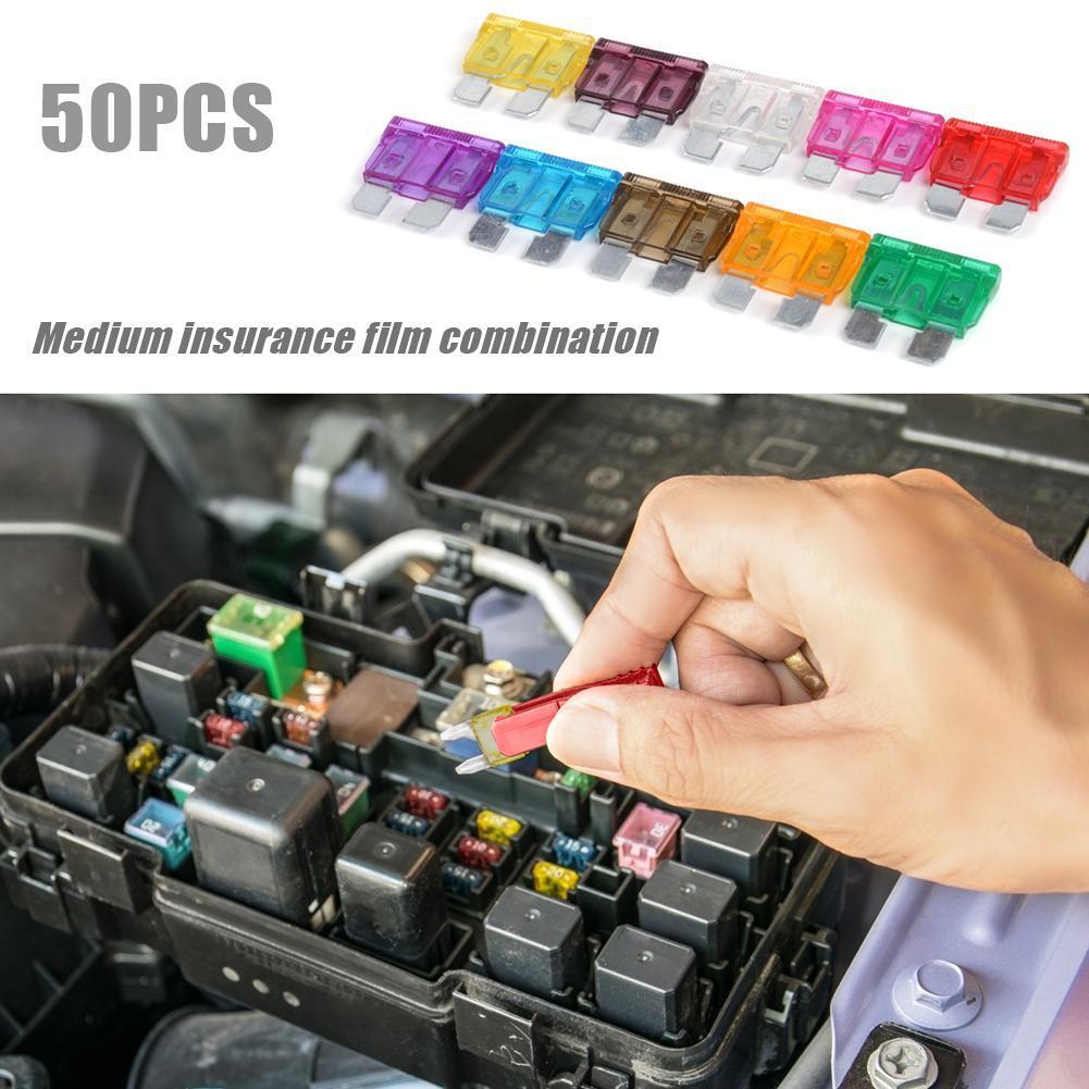 50pcs Car Standard Fuses 3A 5A 7.5A 10A 15A 20A 25A 30A 35A 40A w/ Box+Clip