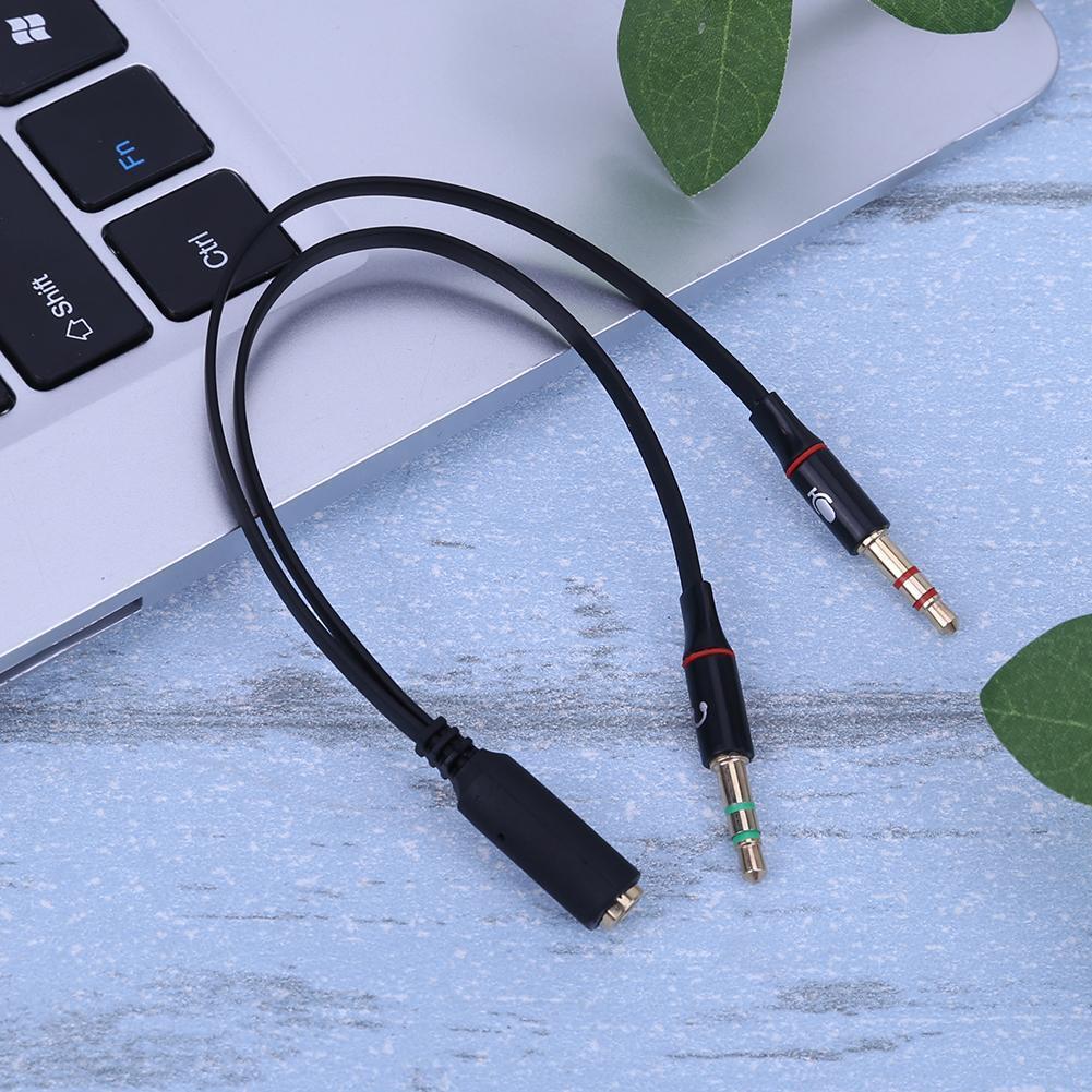 1 Female to 2 3.5mm Male Plug Y Splitter Stereo Mic Audio Adapter Cable