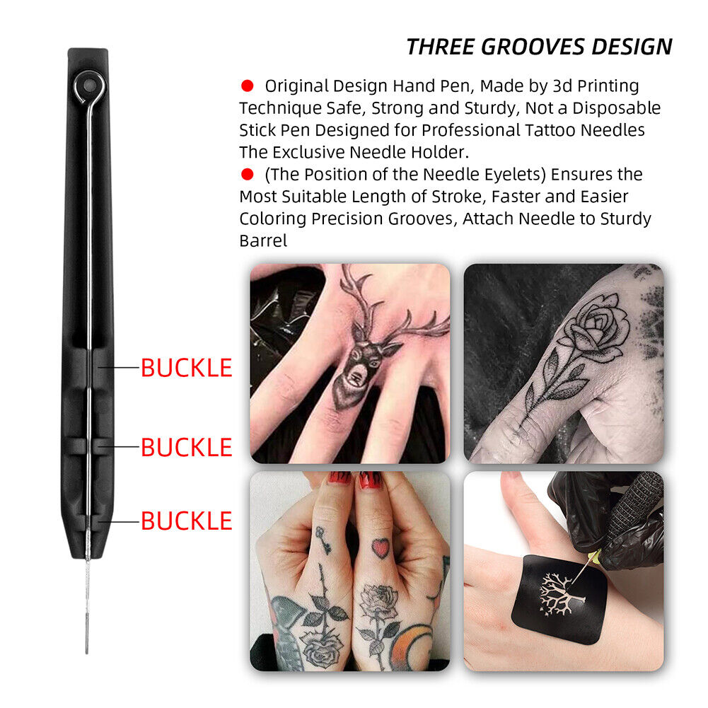 Tattoo Stick Poke Kit Hand Pen Needles Cushion DIY Body Art Supplies (9RL)