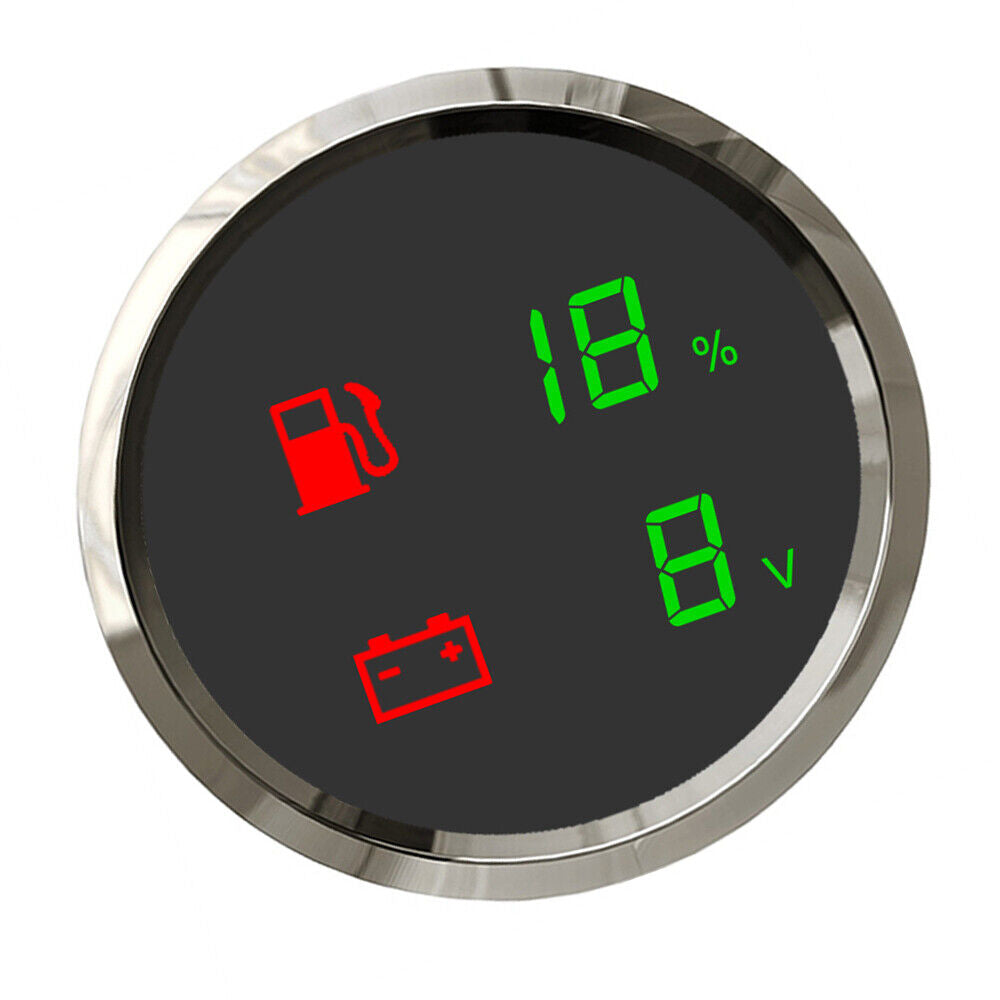 Car Boat Digital LED Meter Voltage + Fuel Level 0-190ohm & 240-30? Waterproof