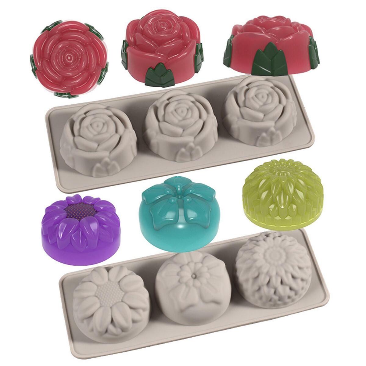 2x Flower Shaped Silicone Mold Handcraft Casting Storage Box DIY Making Tool