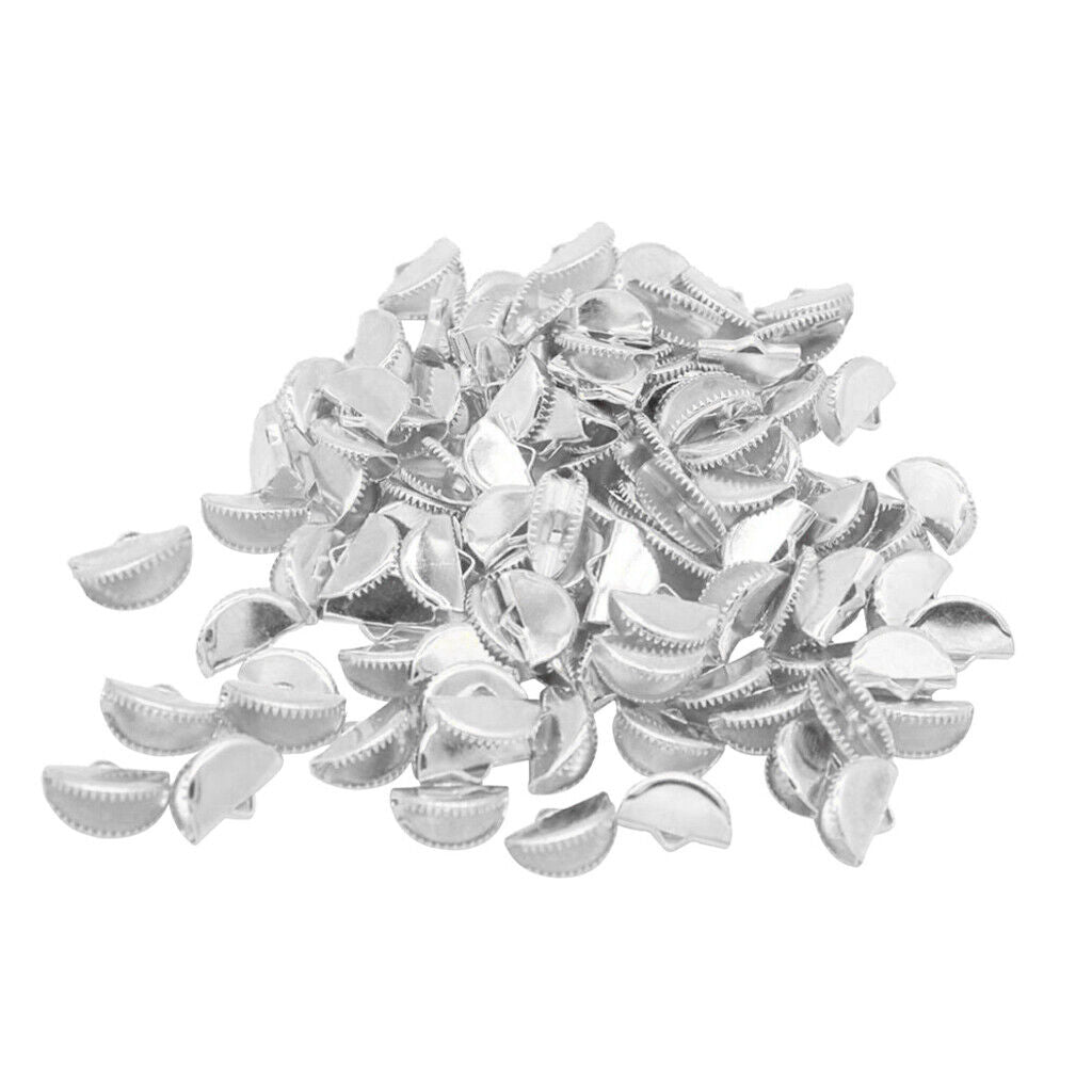 100pcs Semicircular Ribbon Crimp End clip and clamp Belt Tip Connectors