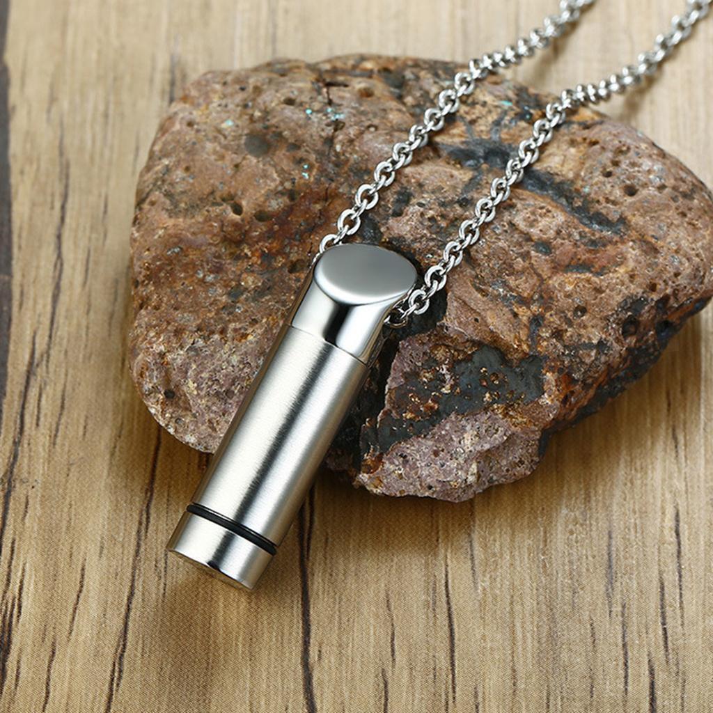 Mini Bottle Stainless Steel Pendant Memorial Ash Keepsake Cremation Necklace