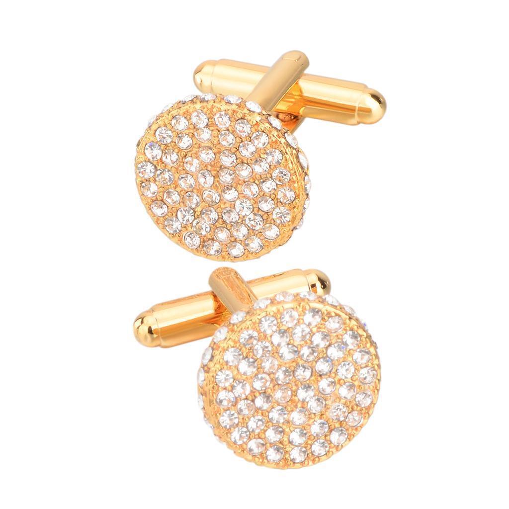 2pcs Crystal Cuff Links Collar Cufflinks Business Banquet for Men 17mm