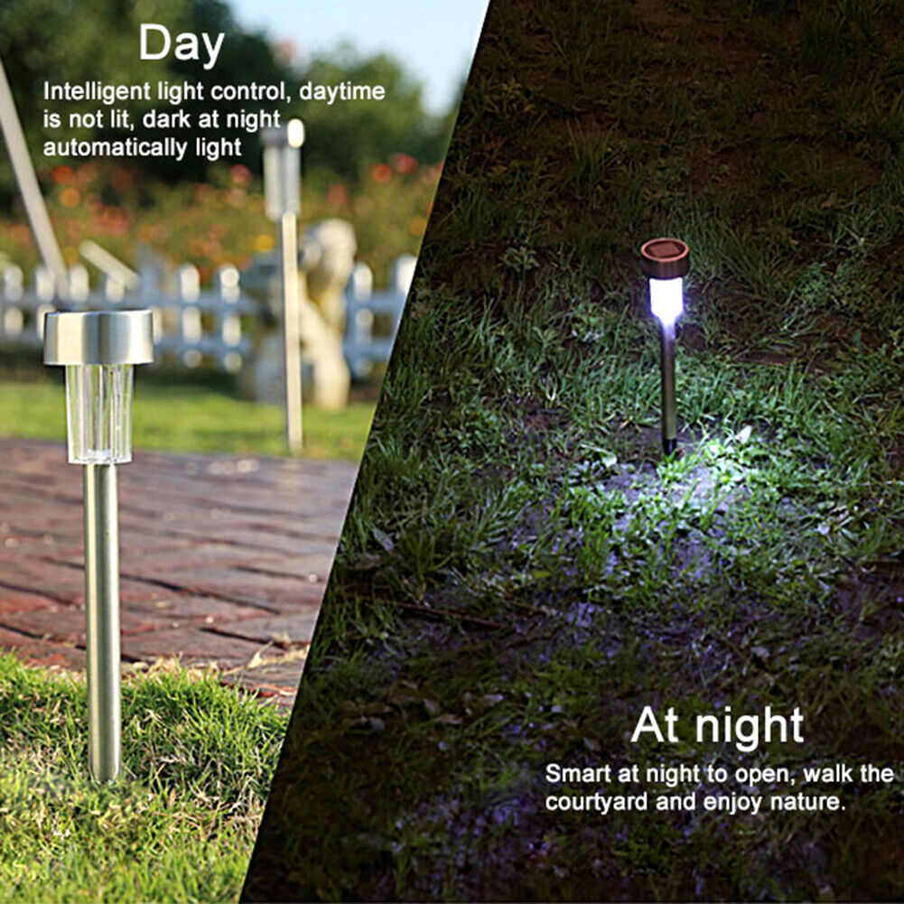 10x LED Solar Lawn Lamp Garden Pathway Yard Bollard Light (White Light)