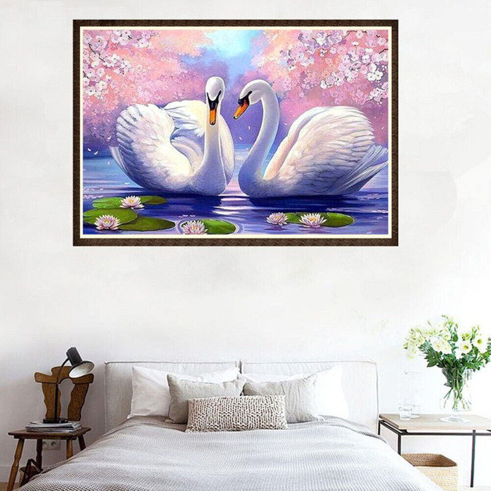 Two White Swans 5D Diamond Painting Embroidery DIY Cross Stitch Home Decor