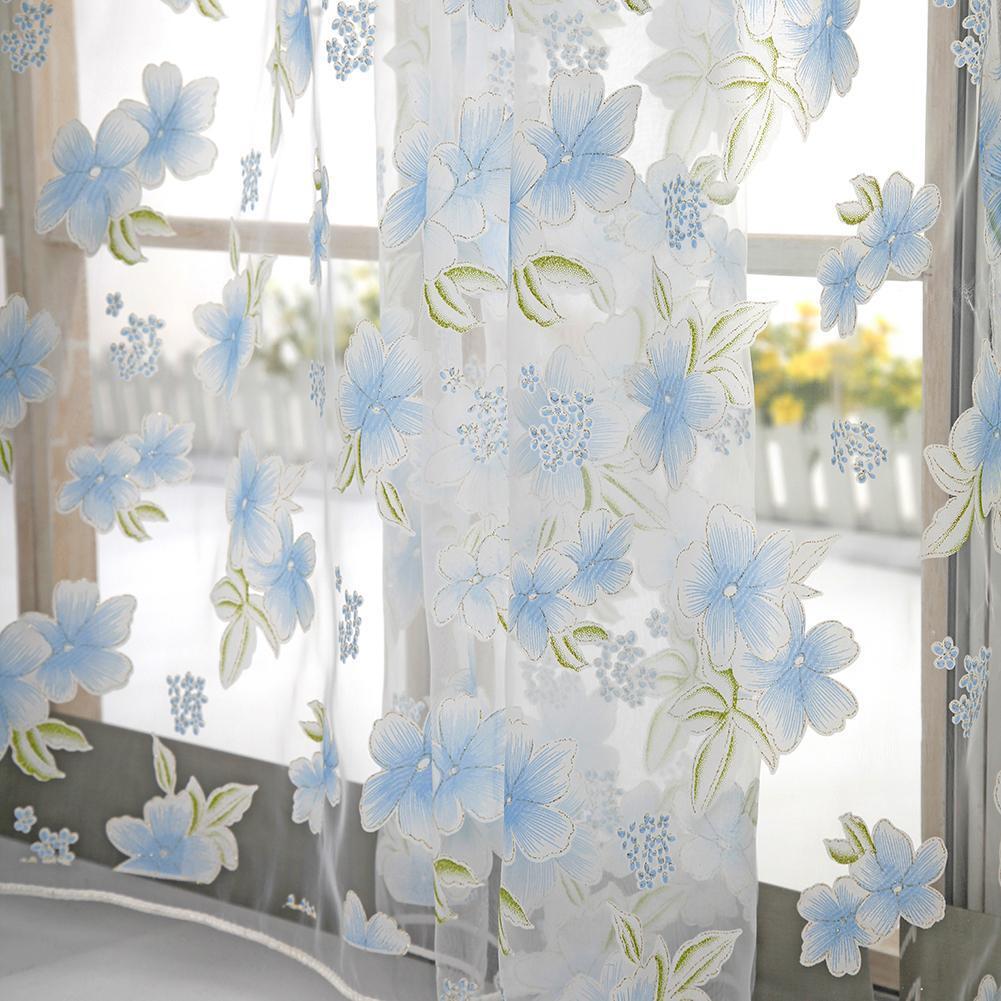 Curtain Living Room Bedroom Home Door Window Curtain (Light Blue)