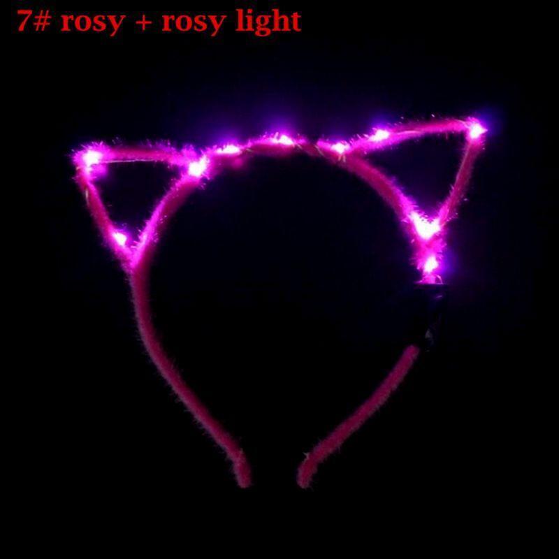 1Pc Women Girls LED Flashing Cute Pointed Cat Ears Hair Hoop Glowing String