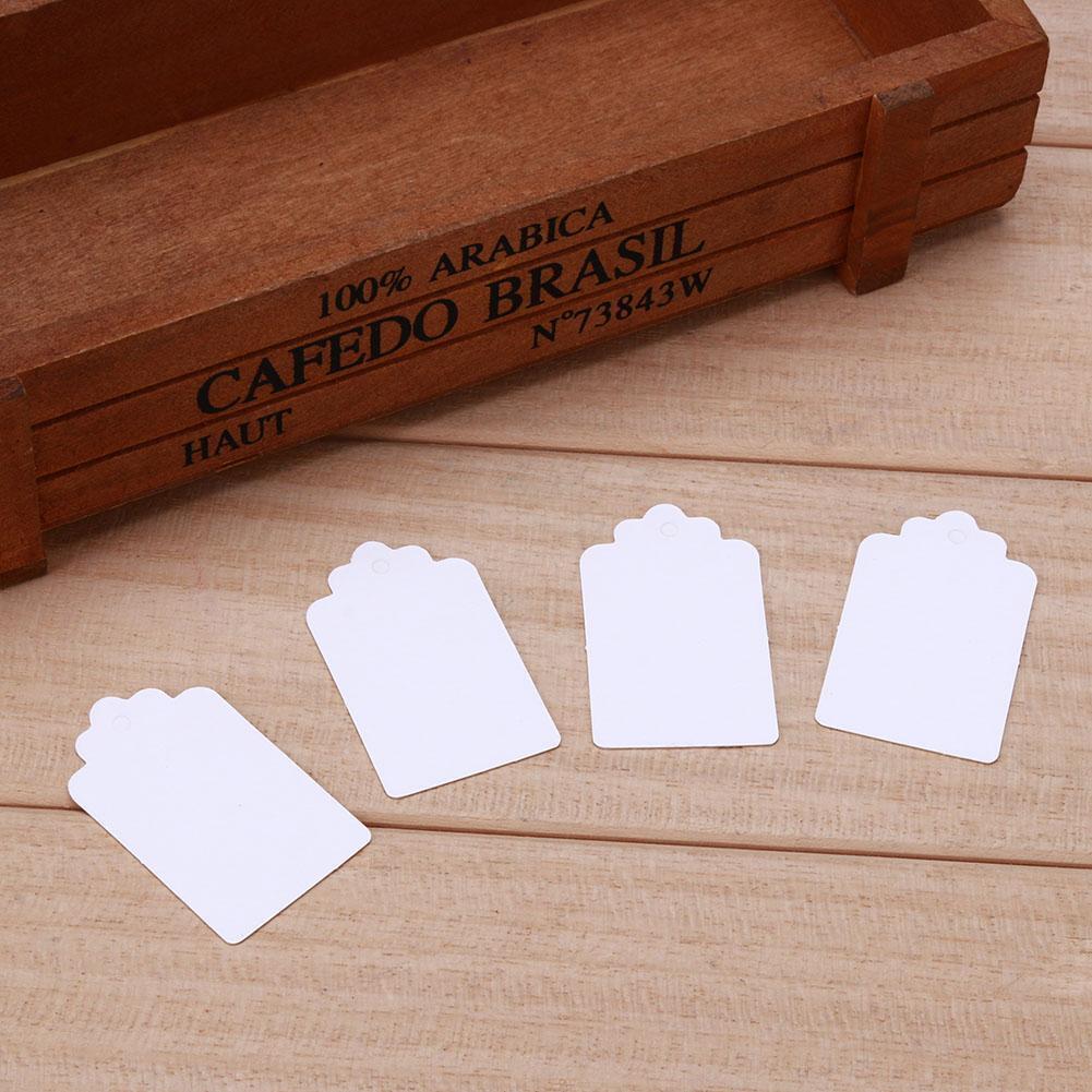 100pcs Blank Label Cards Kraft Paper Wedding Gifts DIY Hanging Tag(White)