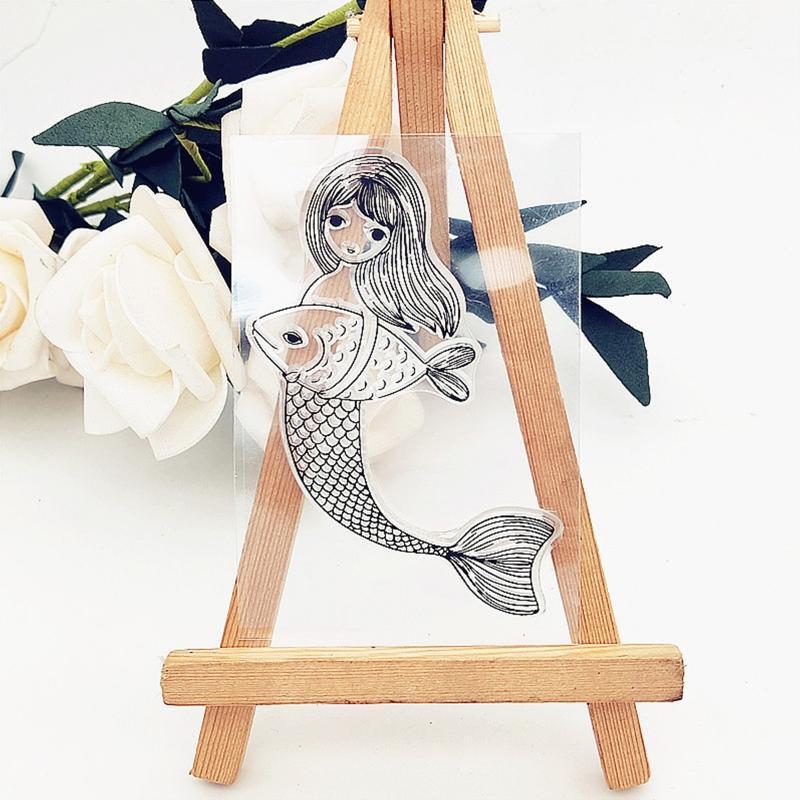 Fish Girl Silicone Clear Stamp DIY Seal Scrapbooking Embossing Photo Album Decor