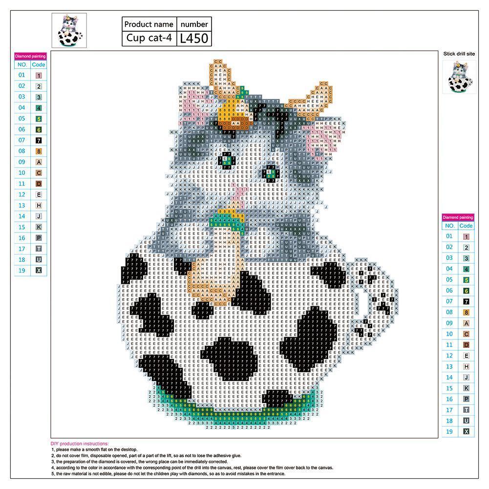 5D DIY Diamond Painting Cup Cat Baby Cross Stitch Embroidery Mosaic Kits