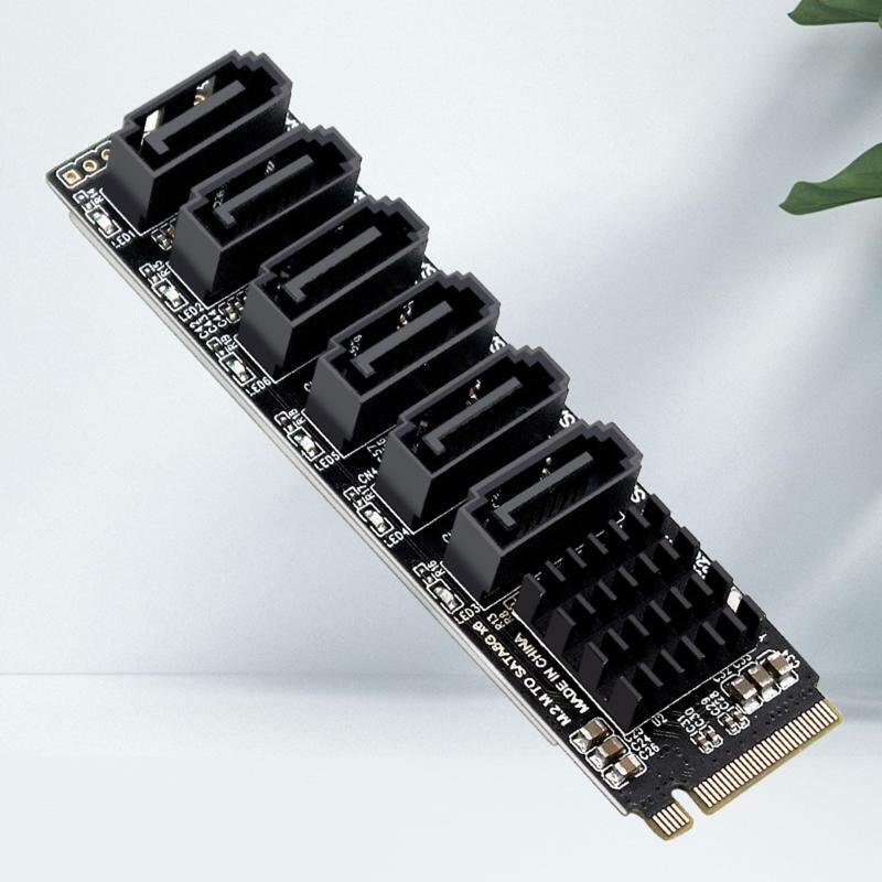 M2 PCIE 3.0 to 6-Port Sata 3.0 Expansion Card Computer Desktop Solid State Card