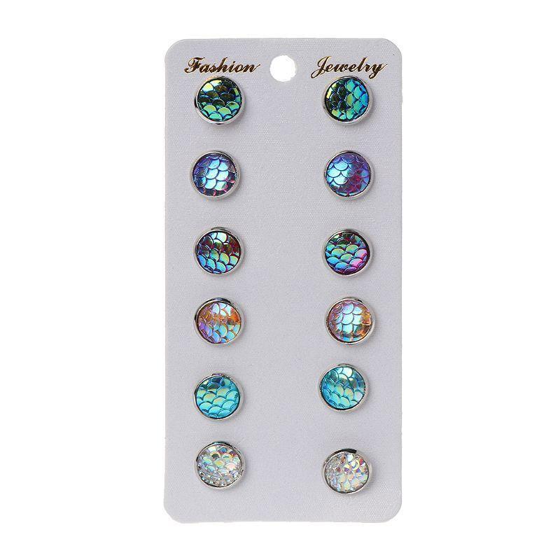 Beautiful Fish Pattern Stud Earrings 6 Pairs/Set Popular Earrings for Daily Wear
