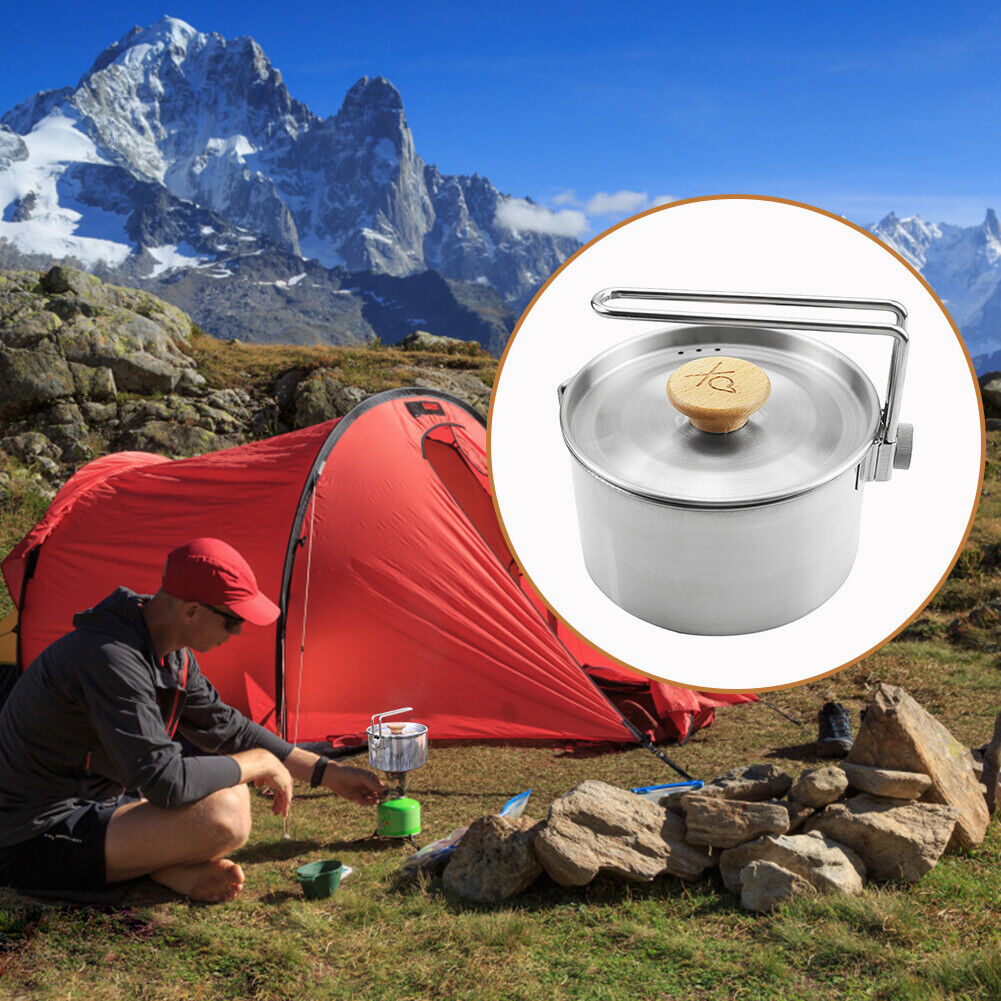Outdoor Camping Pot Stainless Steel Tea Coffee Cooking Water Kettle Teapot