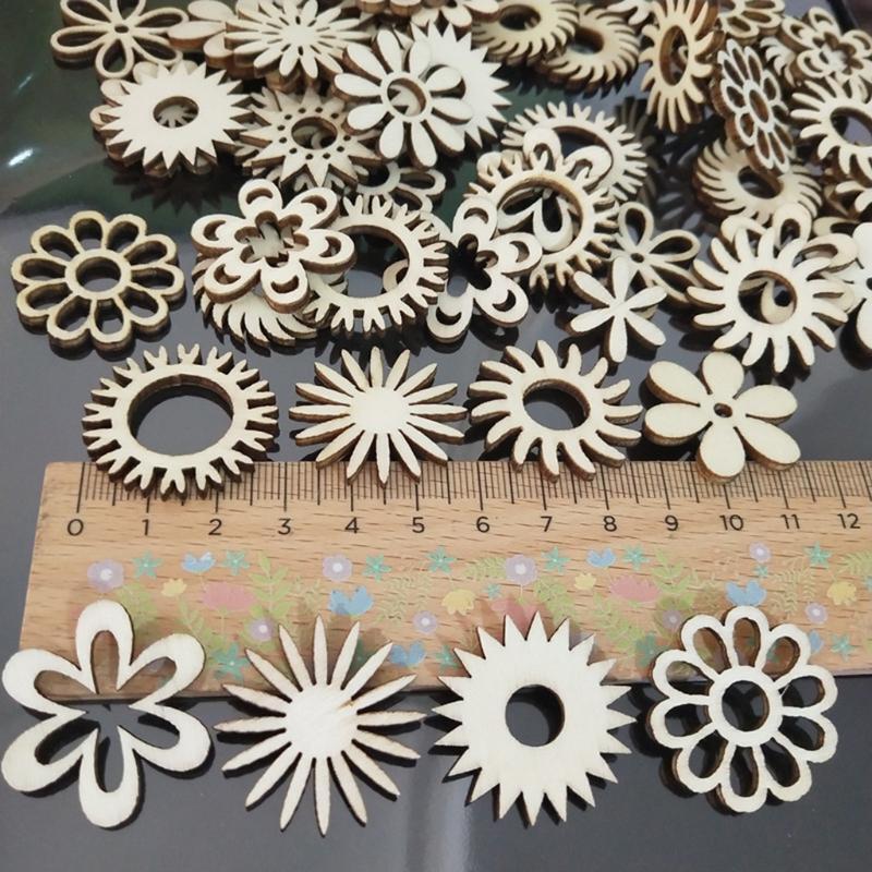 50 Pcs/Set Natural Wood Slices for Wedding Table Scatter Decorations Ornaments