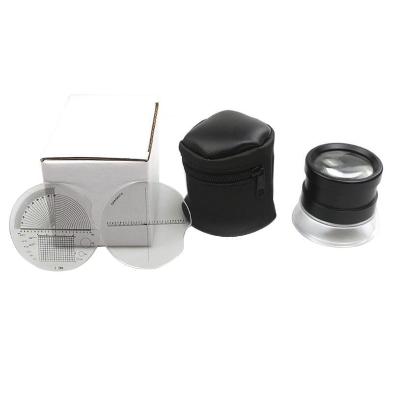 Jewelers Loupe Magnifier with 2 Scale Plates & Pouch Portable Magnifier 30X