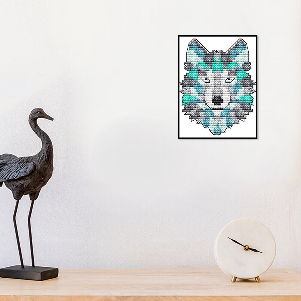 14CT Partial Cross Stitch Wolf Counted DIY Kits Handmade Cotton Embroidery