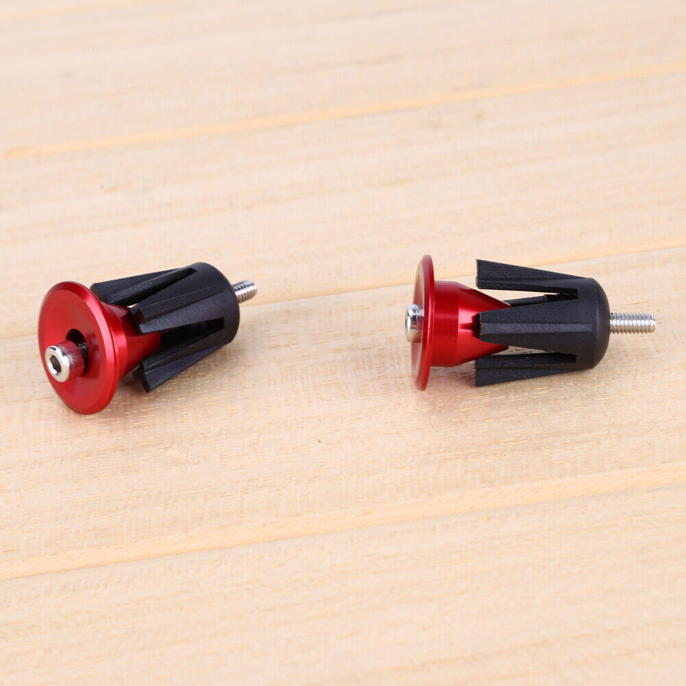 One Pair Bike Bicycle Aluminum Handlebar Grips Handle Bar Cap red
