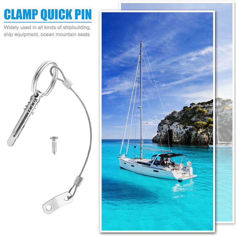 Stainless Steel Boat Quick Release Pin w/Lanyard Deck Hinge Marine Hardware