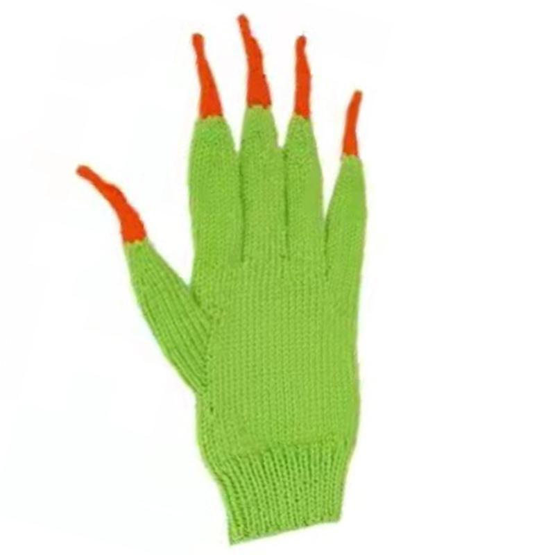 Stretchy Knitted Gloves Full Finger Gloves Creative Green Gloves for Riding