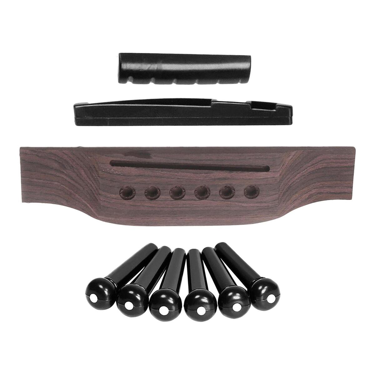 Acoustic Guitar Repairing Kit including 1 Wooden Guitar Bridge 6 Plastic