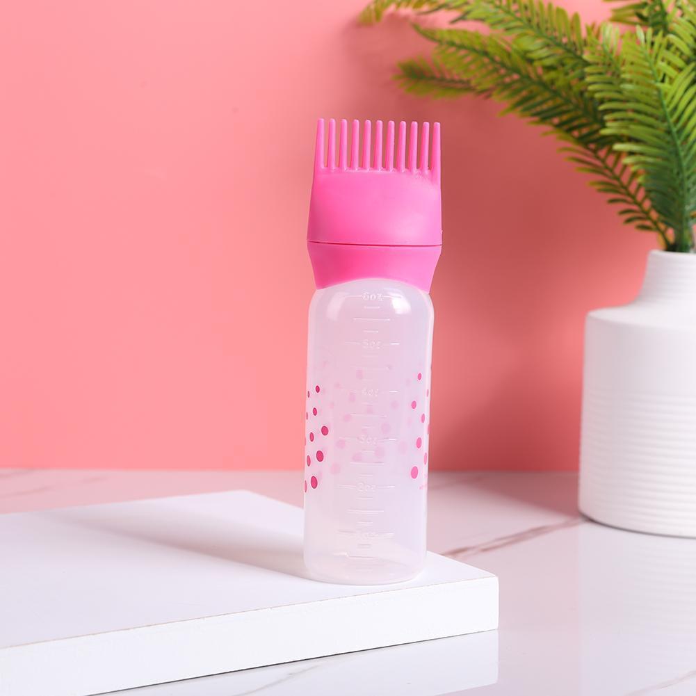50oz Empty Hair Dye Applicator Brush Bottle Color Dispensing Comb (Pink)