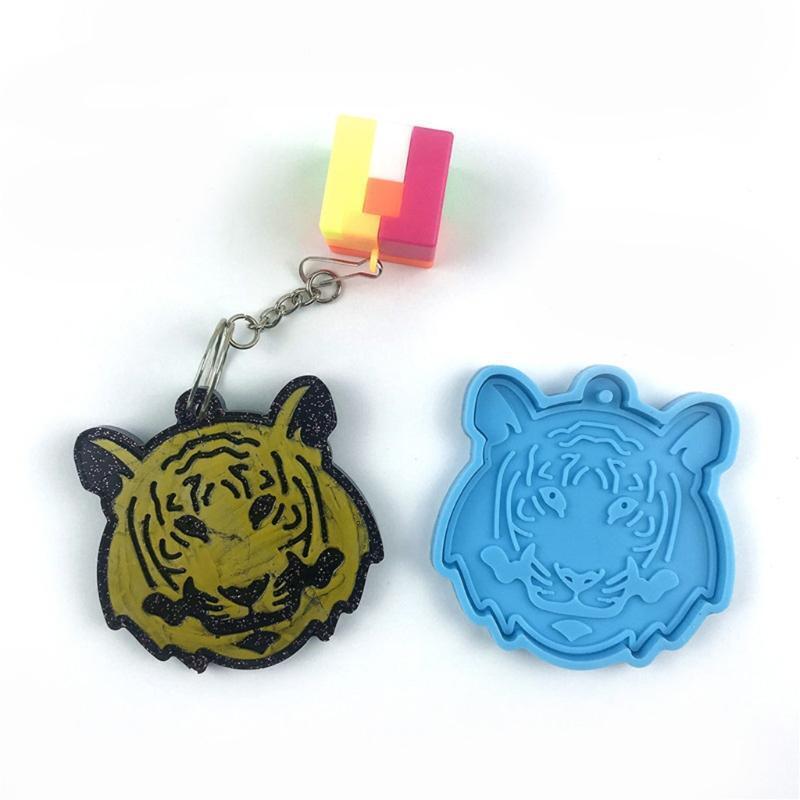 Tiger Pendant Big Earrings Silicone Mould DIY Epoxy Craft Keychain Jewelry Mold