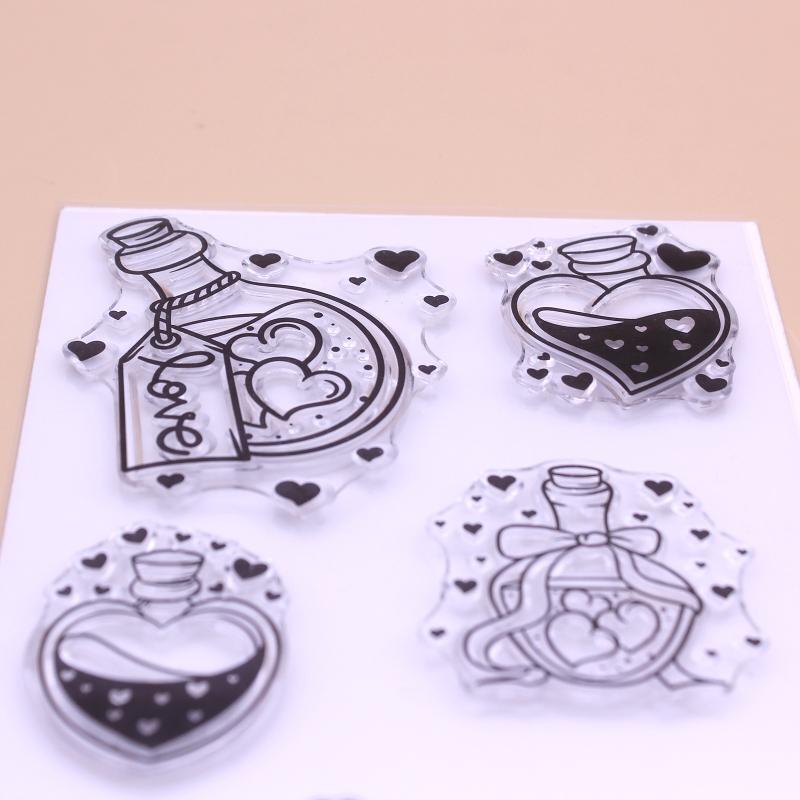 Drifting Bottle Love Heart Clear Stamp Seal Handmade Crafts Embossing Decor