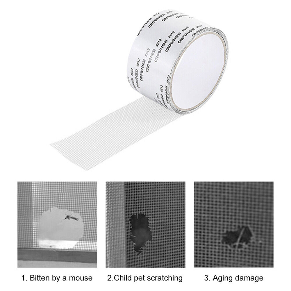 5x200cm Anti-Mosquito Screen Window Patch Self-Adhesive Repair Tape (White)