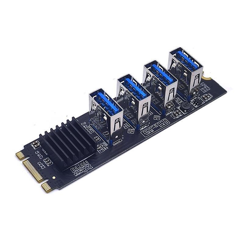 1 to 4 PCIE to M.2 NVME Expansion Adapter Card for BTC Minner Desktp PC Windows