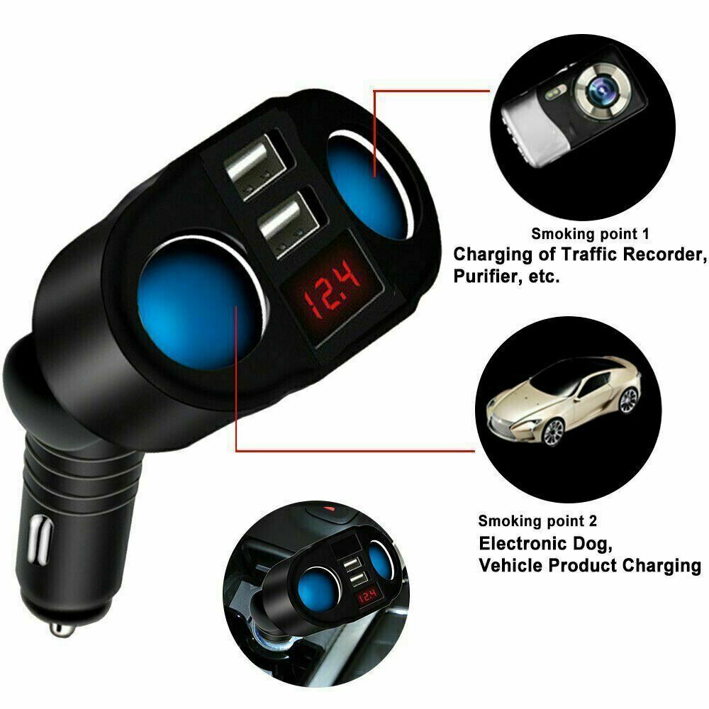 Charging Auto Car Cigarette Lighter 2 Way Dual Adapter Car Charger Charger Plug