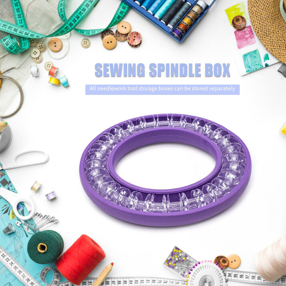 DIY Portable Bobbin Holder Silicone Round Sewing Needles Saver (Purple)