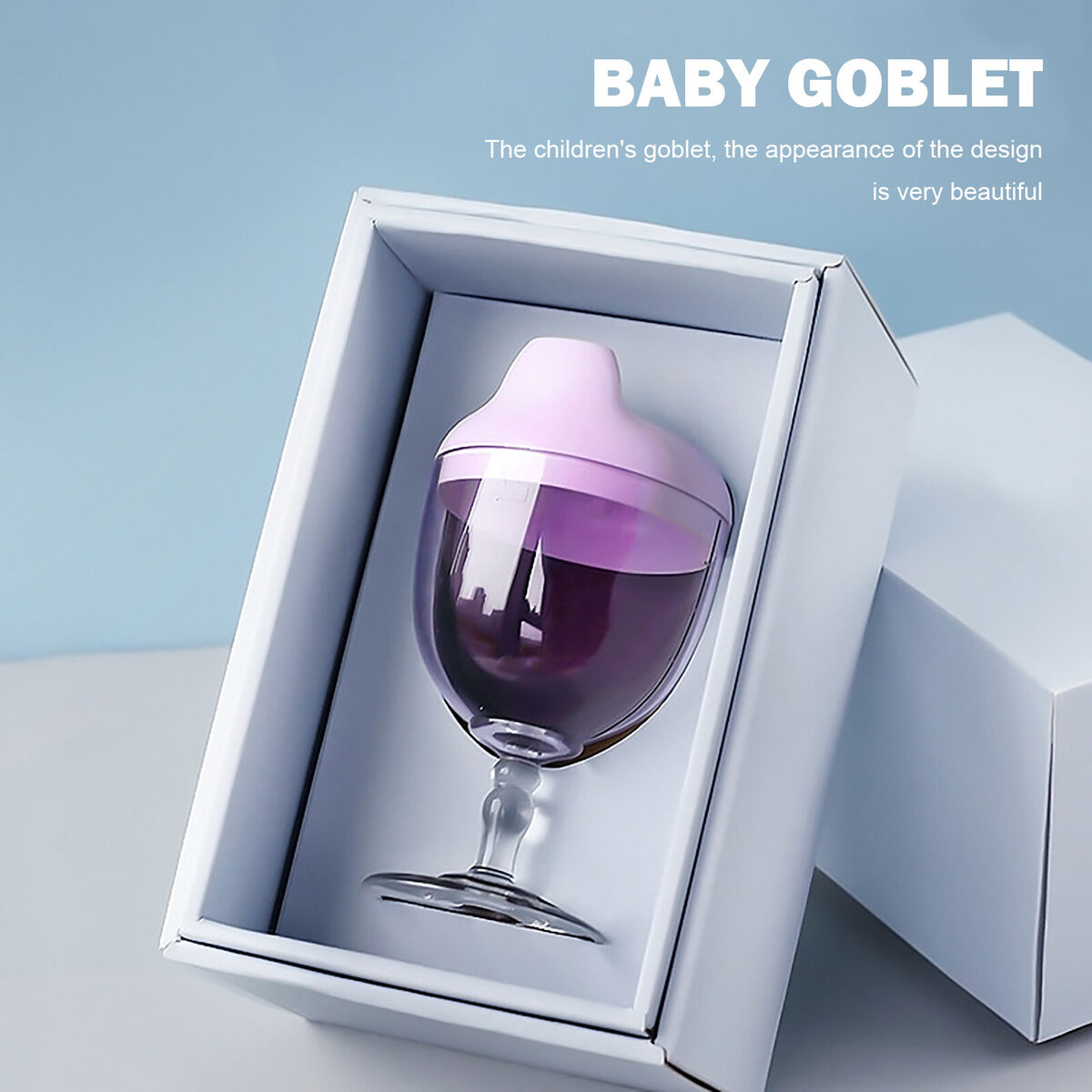 Baby Goblet No Spill Baby Sippy Cup Wine Glass for Baby Kid Party (Purple)