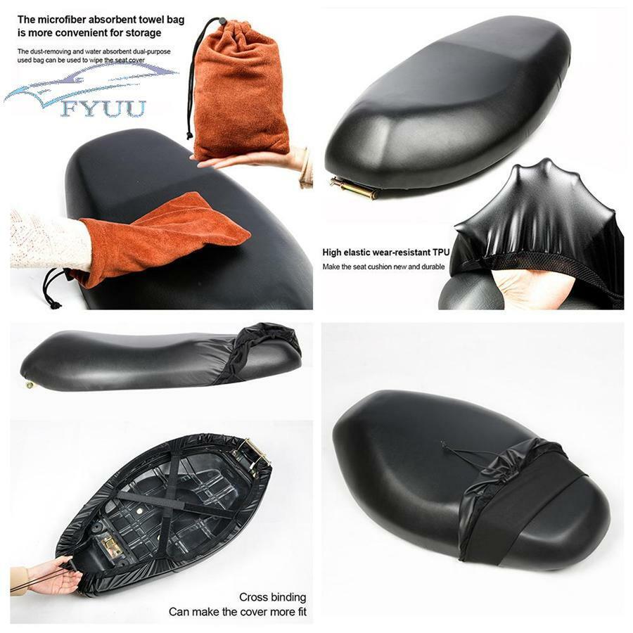 1pc L Size Black Waterproof Dust UV Motorcycle Seat Cushion Seat Cover Protector