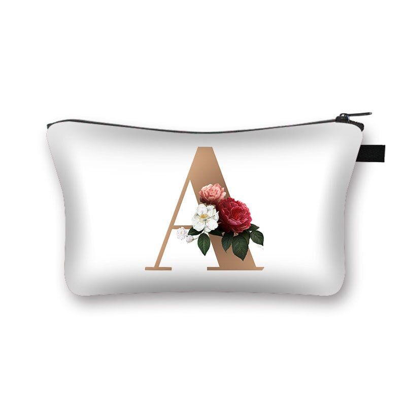 Flower letters Printed Hand Hold Travel Storage Cosmetic Bag Toiletry Bag
