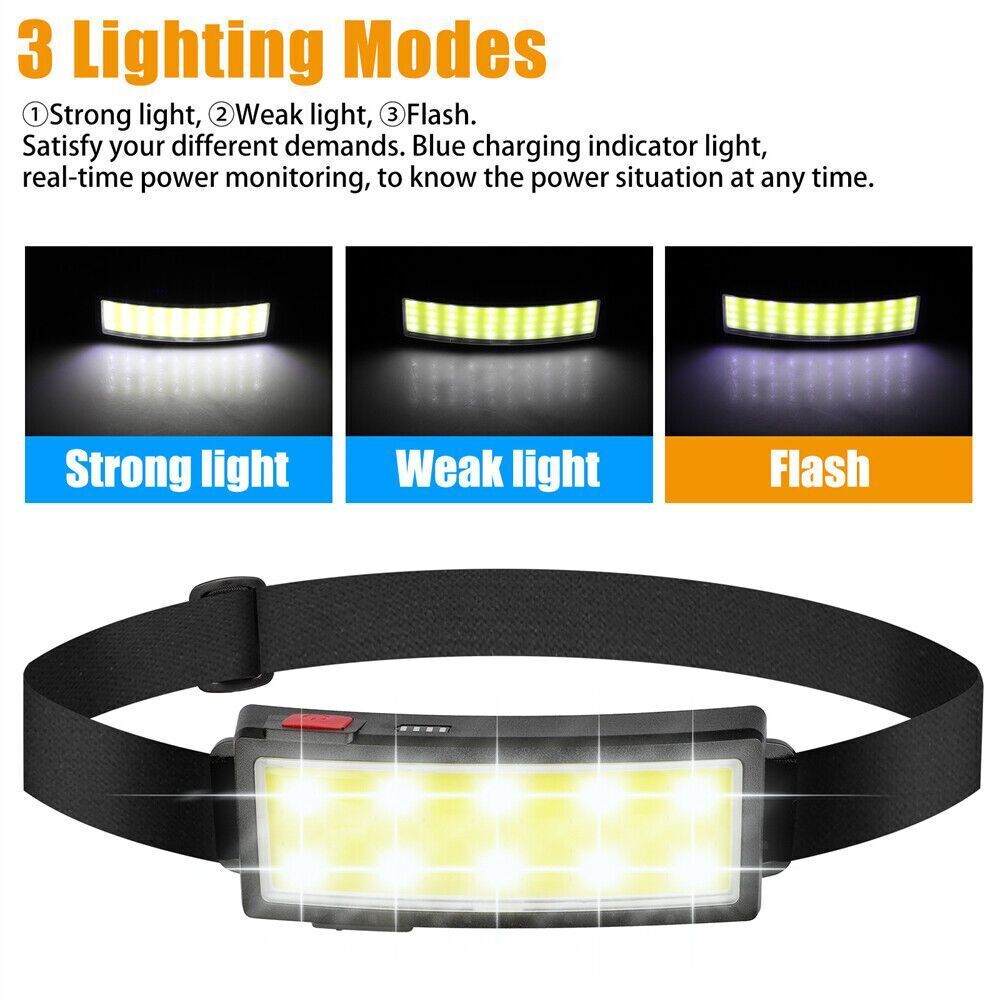 Super Bright Fishing Head Torch COB Headlight LED Headlamp Fishing Light