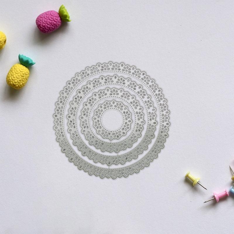 Laciness Embossing Die Cuts Nesting Cricle Cutting Dies 4'' for Gift Card Making