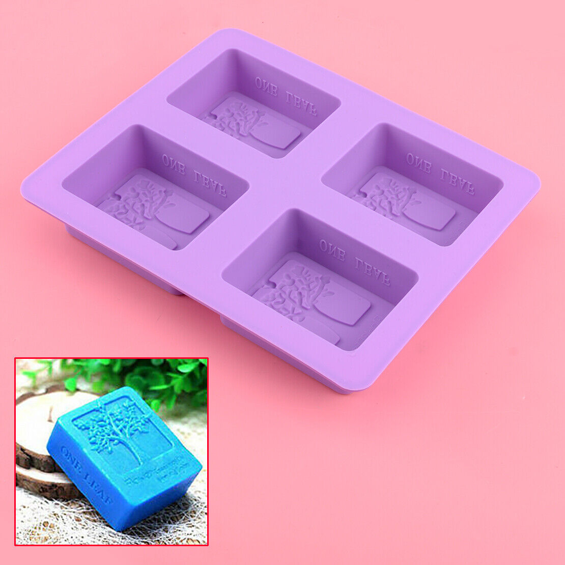 4-Grids Rectangle Tree Soap Mold Cake Mold Silicone Baking Mould Chocolate Mold