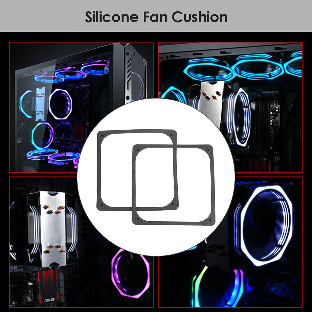 2pcs 120x120mm Anti Vibration Silicone Rubber Fan Gasket for PC Case Fan