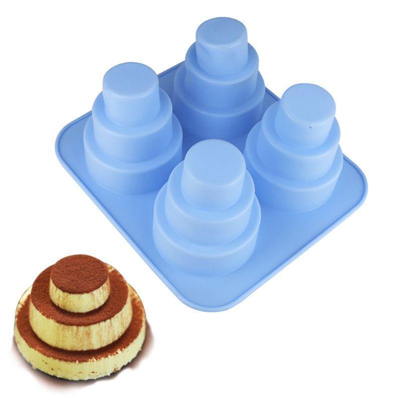 4 Cavity 3 Layer Silicone Mold Fondant Mousse Cake Chocolate Decorating Sugarcra