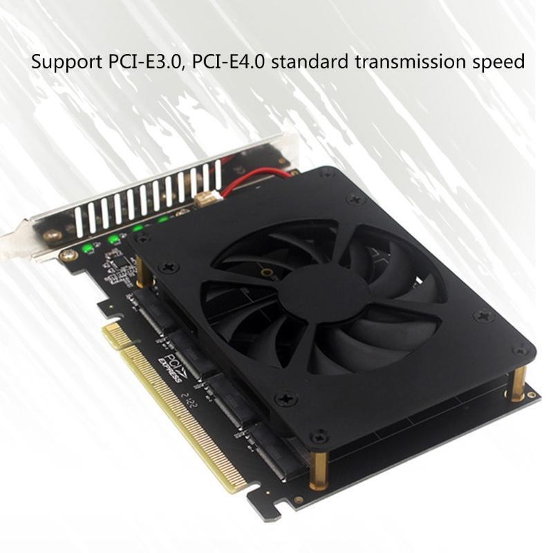PCI-E Split Card PCI-E 4.0 X16 to NVME M.2 M Key 4 SSDs RAID Array Adapter Card