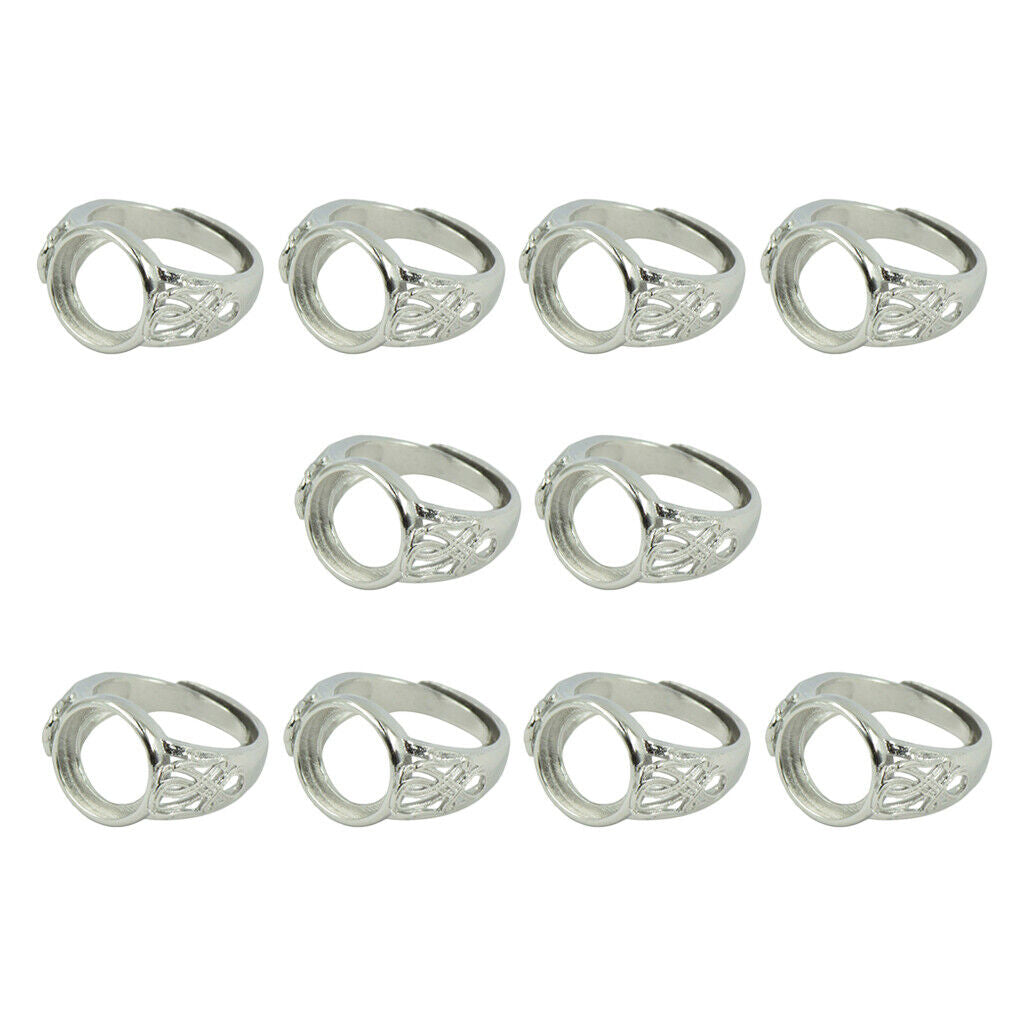 10Pieces Empty Ring Blanks Settings Round Bezel Jewelry Making Findings