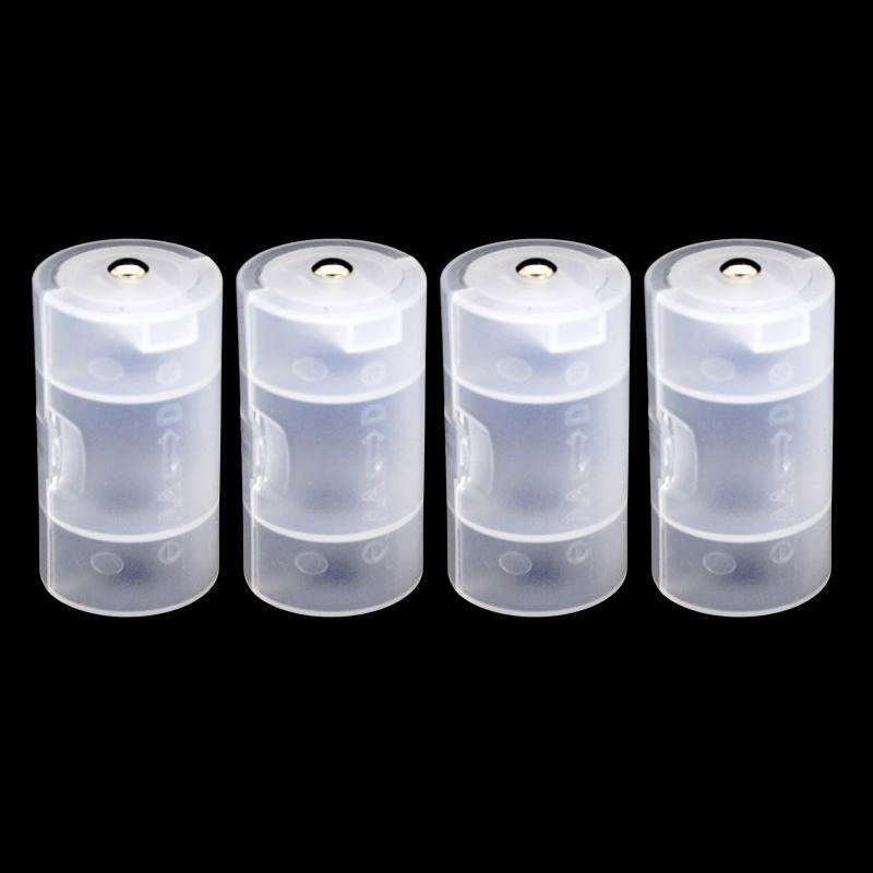 4Pcs AA To D Size Battery Adapter Converter Storage Box Case Holder Plastic